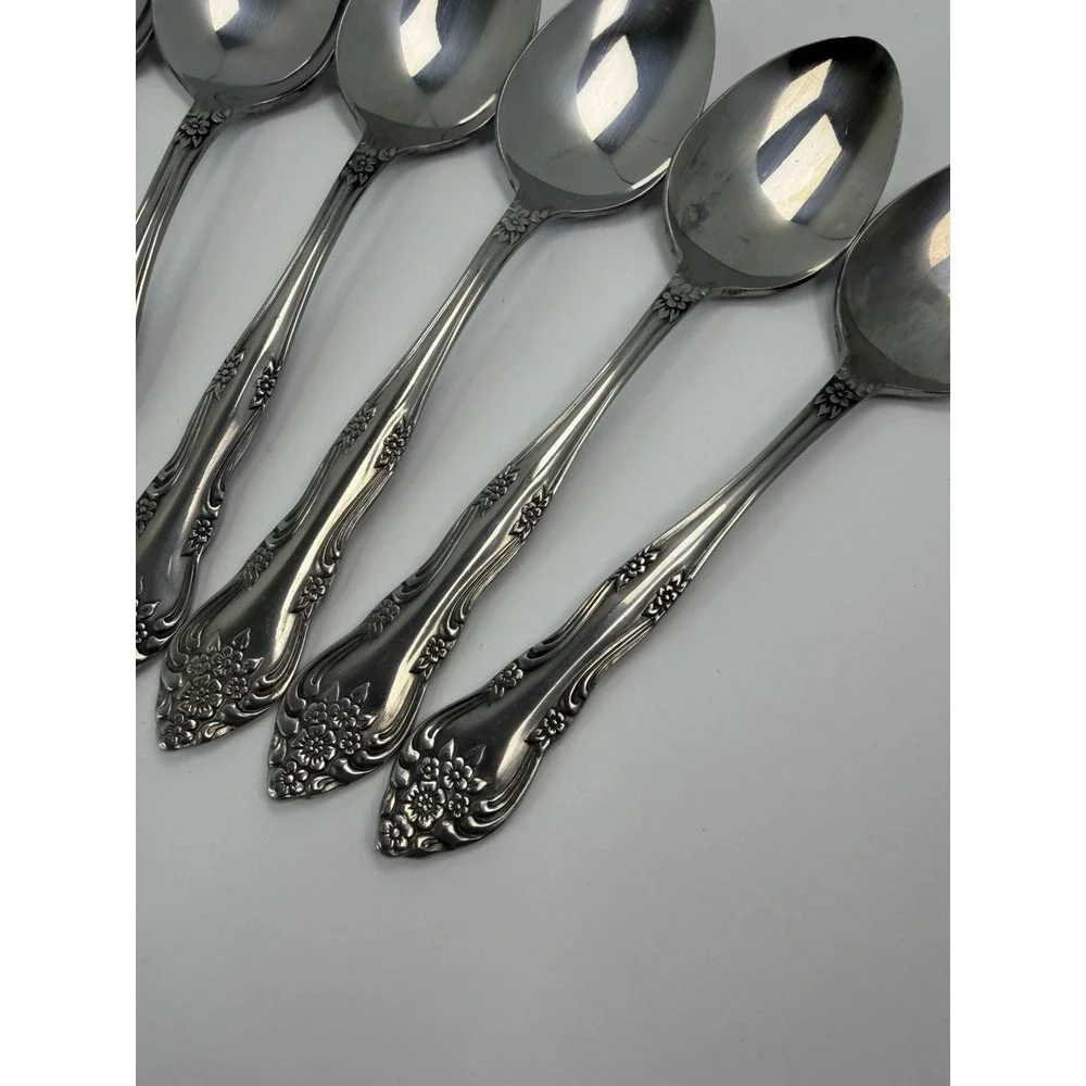 Rogers Dream Rose Soup Spoons Stainless Flatware Korea Set of 8
